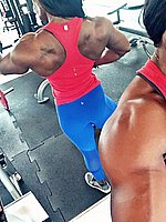 super hot ebony female bodybuilder mistress treasure in ripped contest shape